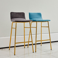 Tabouret de Bar en cuir avec dossier, grand siège nordique de luxe, en velours doré, mobilier de cuisine, haute moderne, pour maison, nouveauté