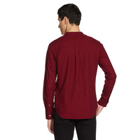 Kemeja Kerja Pria Kasual Warna Maroon Lengan Panjang Kancing Depan Dengan Label Khusus
