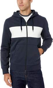 Sudadera con capucha polar con cremallera de diseño personalizado con panel frontal blanco sudaderas con capucha de hombre de alta calidad - Product Image 3