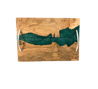 Plateaux de service en bois et résine époxy, 5 pièces, plateaux de service rustiques pour hôtel et Restaurant, pour Table basse, cuisine, vente en gros