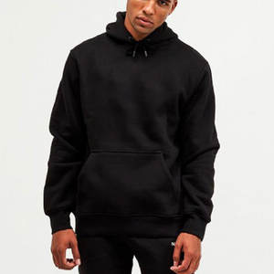 Conjunto de chándal con capucha y forro polar para hombre, jersey de chándal con forro polar de color negro, 450 gsm - Product Image 3