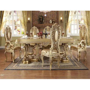 ชุดโต๊ะอาหารไม้สักแกะสลักลายคู่แบบราชวงศ์ ดีไซน์หรูหรา โต๊ะอาหารไม้สักแกะสลักด้วยมือ งานฝีมือประณีต - Product Image 1