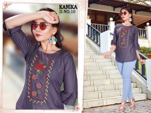 Ropa informal para mujer, Tops cortos de diseño personalizado bordado, Kurti, reyon, venta al por mayor, nuevo estilo - Product Image 2