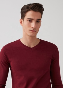 2022 de alta calidad Premium hombres camisetas en 100% tela de interbloqueo de camiseta con cuello en V de manga completa niños Camiseta Hombre t camisas para hombres - Product Image 5