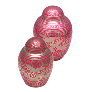 Set Of 2 Different Size Urns Finest Quality Aluminium Pink Color Human <b>Ashes</b> Cremation Urns At Affordable Price - Product Image 1