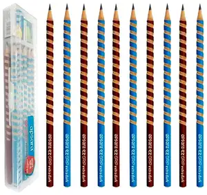 Kit de 10 crayons en bois, avec gomme et aiguiseur gratuits, crayons à spirale extra noirs HB