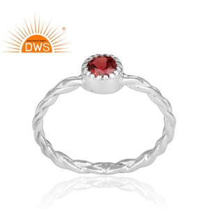 Anillo de Gema granate Natural, conjunto de joyería al por mayor, anillo trenzado de plata fina martillado a mano, proveedor de joyería - Product Image 2