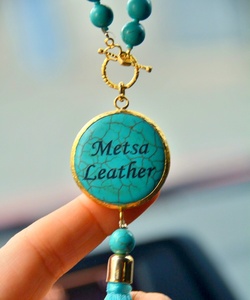 Personalizado azul latón azul turquesa 33 cuentas coche espejo colgador empresa logotipo personalizado Interior colgante listo uso automóvil - Product Image 6