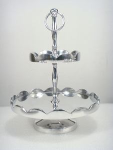 Aluminum Hammered <b>3</b>-<b>tier</b> Server <b>Cake</b> <b>Stand</b> - Product Image 2