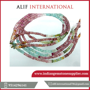 Perles de pierres précieuses rondes facettées en tourmaline naturelle, couleur dégradée, qualité AAA, certifiées CMA, pour la fabrication de colliers - Product Image 2