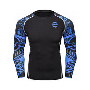 Short unisexe personnalisé sublimé Compression Gym chemises à manches longues BJJ Rashguard MMA Logo personnalisé Lycra tissu pour hommes Rash Guard - Product Image 2