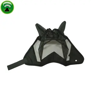 Black PVC Net flymask for horse riding with ears