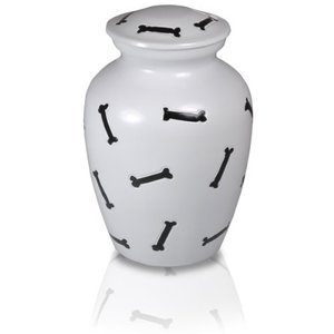 Urne de crémation en aluminium pour chat et chien, empreinte de patte blanche - Product Image 2