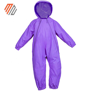 Waterproof Hooded Kids Raincoat All-in-One PVC <b>Rain</b> <b>Jacket</b> with Pants Children <b>Rain</b> Suit Set OEM Custom - Product Image 2