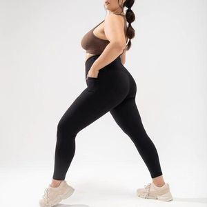 Legging d'hiver pour femme de haute qualité, taille haute, respirant, antibactérien, pour le sport, la salle de sport, l'entraînement, le fitness, vêtements de sport, uni - Product Image 1