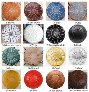 MOROCCAN POUF, Moroccan Leather Pouf Ottoman Moroccan Floor Pillow - Product Image 1