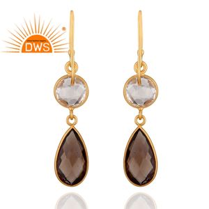 คริสตัลธรรมชาติควอตซ์และคริสตัลควอตซ์พลอยต่างหูสเตอร์ลิงต่างหูห้อยผู้ผลิตเครื่องประดับอัญมณี - Product Image 3