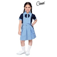 Uniforme Escolar de Primaria al por Mayor de la Mejor Calidad, 100% Algodón, con Logotipo Personalizado, para Niñas, Estilo Vestido de Manga Corta