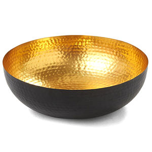 Tazón redondo de metal dorado con soporte de hoja dorada, cuenco para servir ensaladas, utensilios de cocina, tazón de servicio - Product Image 2