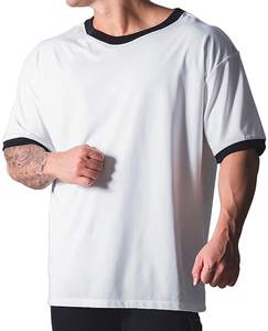 Venta al por mayor 100% algodón pesado personalizado hombres camisetas de gran tamaño de manga corta cuello redondo estilo Casual sólido microfibra para todos los días - Product Image 1