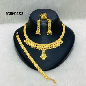 One Gram Gold Plated Cute Flower <b>Charm</b> 18 Inches Box Chain Necklace Set for Women - Product Image 1