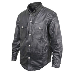 Camisas de manga larga informales de talla grande para hombre de diseño personalizado, técnicas antiarrugas teñidas lisas con cuero a cuadros - Product Image 6