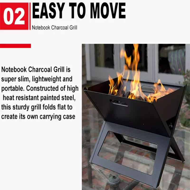 Hot Selling Outdoor Camping Black X Shape Portable Charcoal Table Folding BBq Grill fire pit fire table portable fire pit