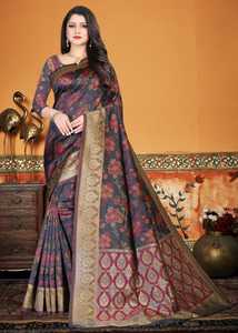 New Saree Designer Mirror Work Flower Design Soft <b>Silk</b> <b>Fabric</b> Digital Print Maroon Color Sari with Blouse India Ethnic Garment Alphanumero - Product Image 4