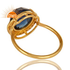 แหวนพลอยคอรันดัมสีฟ้าเพทายแหวนทอง18K ดีไซน์เนอร์925ค็อกเทลสีเงินคอลเลกชันคลาสสิก - Product Image 3