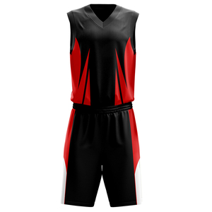 Uniforme de béisbol para hombres, uniforme de alta calidad con cuello de pico, en rojo y negro, estampado de logotipo personalizado - Product Image 1