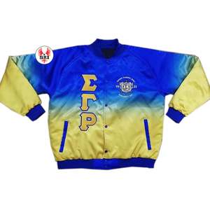 Blouson aviateur personnalisé Sigma Gamma Rho Sorority en satin de couleur brodée - Product Image 5