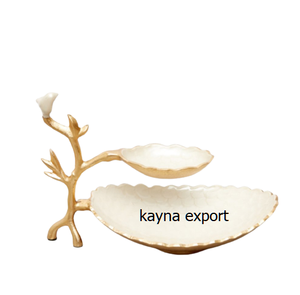 Bol à noix et dattes en métal sculpté à 4 niveaux, plaqué laiton, design moderne et luxueux pour les fêtes et les occasions spéciales à prix avantageux - Product Image 5