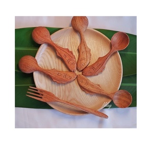 Service en bois sculpté à la main, avec cuillère et fourchette décorative (Ms. Ponçage 0084587176063 WS), livraison gratuite - Product Image 5