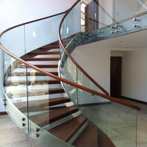 Moderne gebogene Innentreppe aus Edelstahl mit Holz stufen Zeitgenössisches Design - Product Image 1