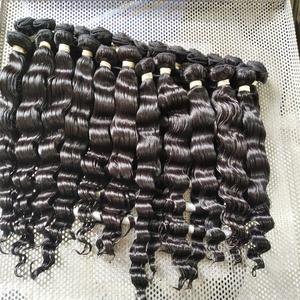 Extensions de cheveux indiens bruts Remy Deep Wave Machine Double Weft Bundles 5x5 Full Cuticle Aligned Natural Wavy Straight Hair - Product Image 2