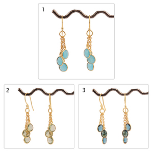 Pendientes colgantes de cuarzo de iolite azul para mujer, joyería de lujo con gancho de cadena flexible, varios piedras chapadas en oro - Product Image 3