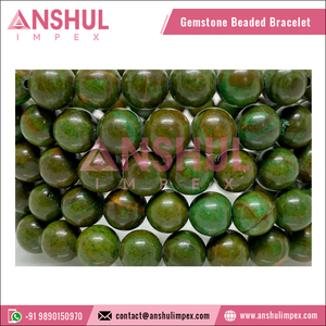 Top Quality Green Color Healing Crystal Green Unakite Round <b>Gemstone</b> Hand Beaded <b>Bracelet</b> from Indian Supplier - Product Image 2