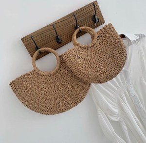 Half Moon Shaped Handwoven Straw <b>Bag</b>- Summer <b>Beach</b> <b>Bag</b>- Straw Clutch- Semicircle Handwoven Straw Handbag - Product Image 1