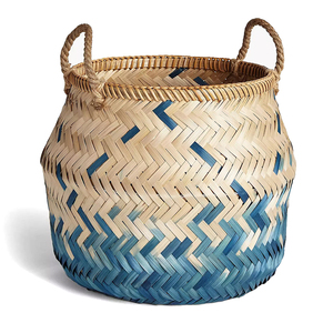 Panier de rangement multifonctionnel rustique en bambou et rotin, écologique, design tendance, fait à la main, capacité de 3 à 6 L, pour l'organisation de la maison - Product Image 5