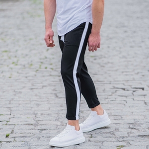 Joggers de rayas para hombre, pantalones informales negros, tela 100% algodón con opción de corte holgado, tendencia al por mayor de alta calidad, 2023 - Product Image 2