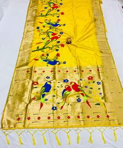 Designer Full Length Banarasi Party Wear Grey Color Heavy Embroidery Pearl Work and Diamond Work Saree with Blouse Sari Ladies Apparel - Product Image 3