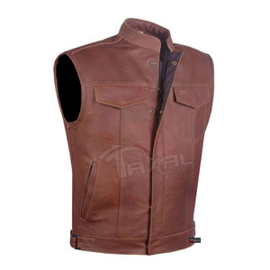 Haute qualité hommes en cuir gilet col Mandarin respirant toile matériel Style décontracté hiver vélo nouveauté multifonctionnel - Product Image 1