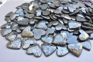Cabujones de piedra preciosa en forma de corazón de marcasita, cabujones de pirita Apache, pirita, pirita, marcasita, Reiki, venta al por mayor - Product Image 2