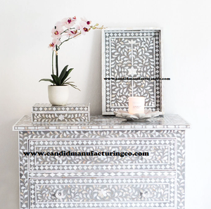 เฟอร์นิเจอร์ฝังกระดูกหรูหราเฟอร์นิเจอร์กระดูกฝังกระดูกลิ้นชักหน้าอกของลิ้นชักเฟอร์นิเจอร์ดอกไม้สีดำ - Product Image 5