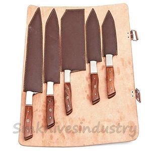 Juego de cuchillos de Chef de cocina de acero damasco de 5 piezas de alta calidad, capas plegadas originales hechas a mano con mango de madera, cuchillo de cortar - Product Image 2
