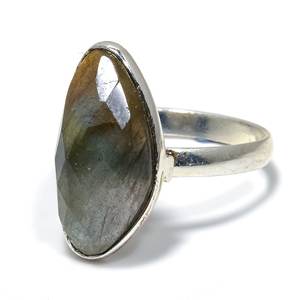 Bisel de labradorita Natural chapado en oro, forma elegante, piedra preciosa facetada, anillo apilable hecho a mano, moda para mujer, piedra preciosa grande - Product Image 2