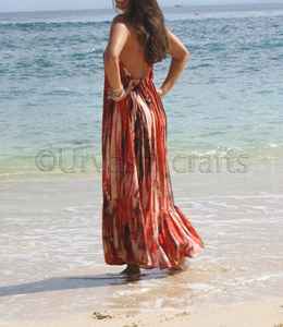 Robe longue de plage style Boho pour femme, vêtements d'été, bretelles Spaghetti, dos nu, teinture par nouage, décontractée, Sexy, style bohème - Product Image 3