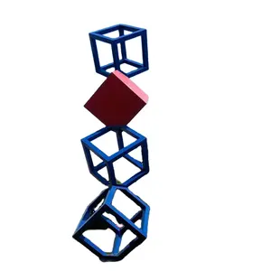 Большая Современная нержавеющая сталь куб сад металлическая скульптура