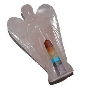 Ángel de cuarzo rosa de GEMA con cohete, punto de Chakra - Product Image 1