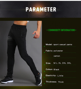 Pantalon de jogging décontracté pour homme, noir, à séchage rapide, taille élastique, poches latérales, vêtements de sport printemps - Product Image 5